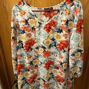 Mario Serrani Women's Floral Top - Red, Blue, Yellow